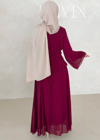 Chiffon Kleid mit Volant Details