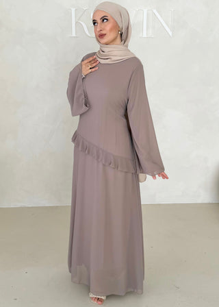 Chiffon Kleid mit Volant Details