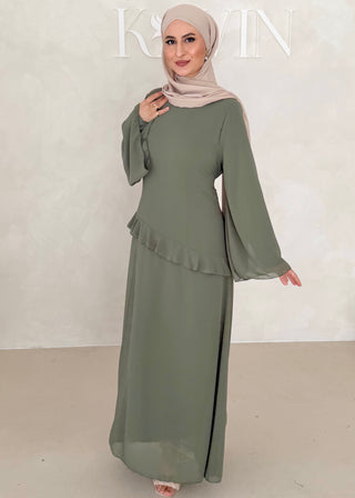 Chiffon Kleid mit Volant Details