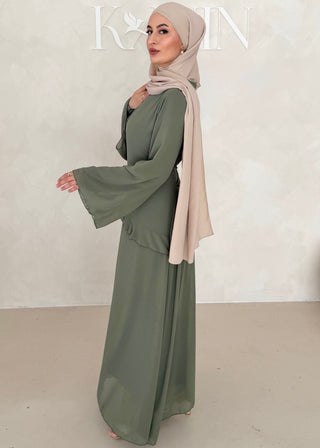 Chiffon Kleid mit Volant Details