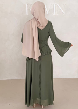 Chiffon Kleid mit Volant Details