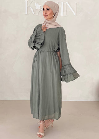 Cotton Kleid mit Trompetenärmeln