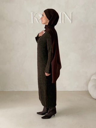 Maxi Strickkleid mit Knöpfen