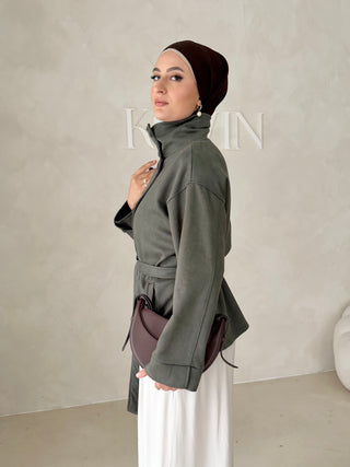 Wildlederoptik Jacke mit Stehkragen