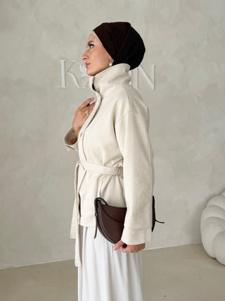 Wildlederoptik Jacke mit Stehkragen