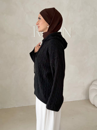 Midi Strickcardigan mit Kapuze