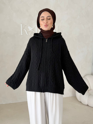 Midi Strickcardigan mit Kapuze