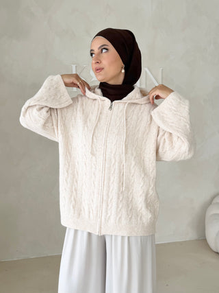 Midi Strickcardigan mit Kapuze