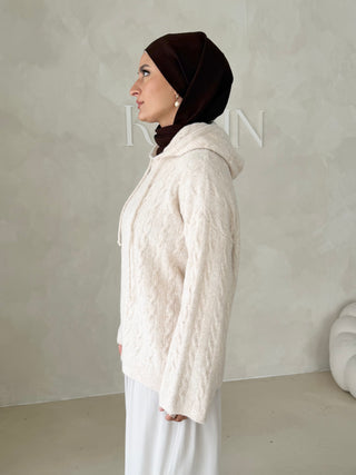 Midi Strickcardigan mit Kapuze
