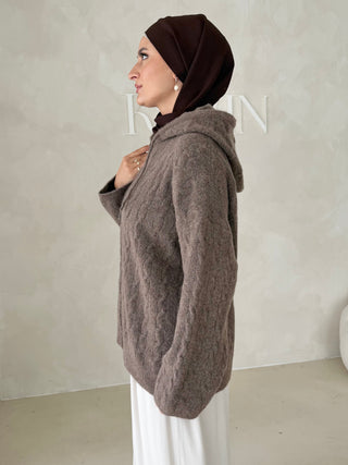 Midi Strickcardigan mit Kapuze