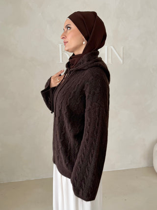 Midi Strickcardigan mit Kapuze