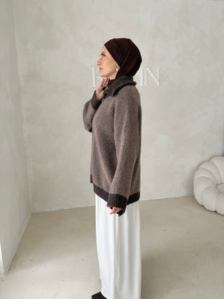 Zweifarbige Strickjacke
