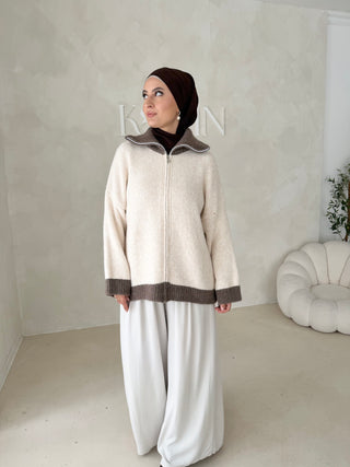 Zweifarbige Strickjacke