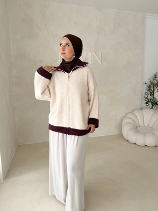Zweifarbige Strickjacke
