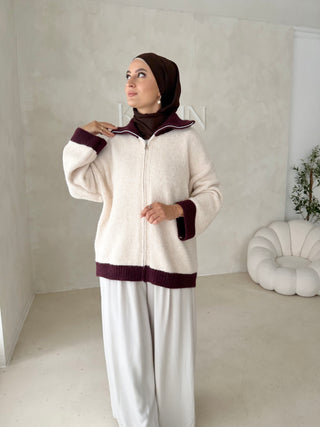 Zweifarbige Strickjacke
